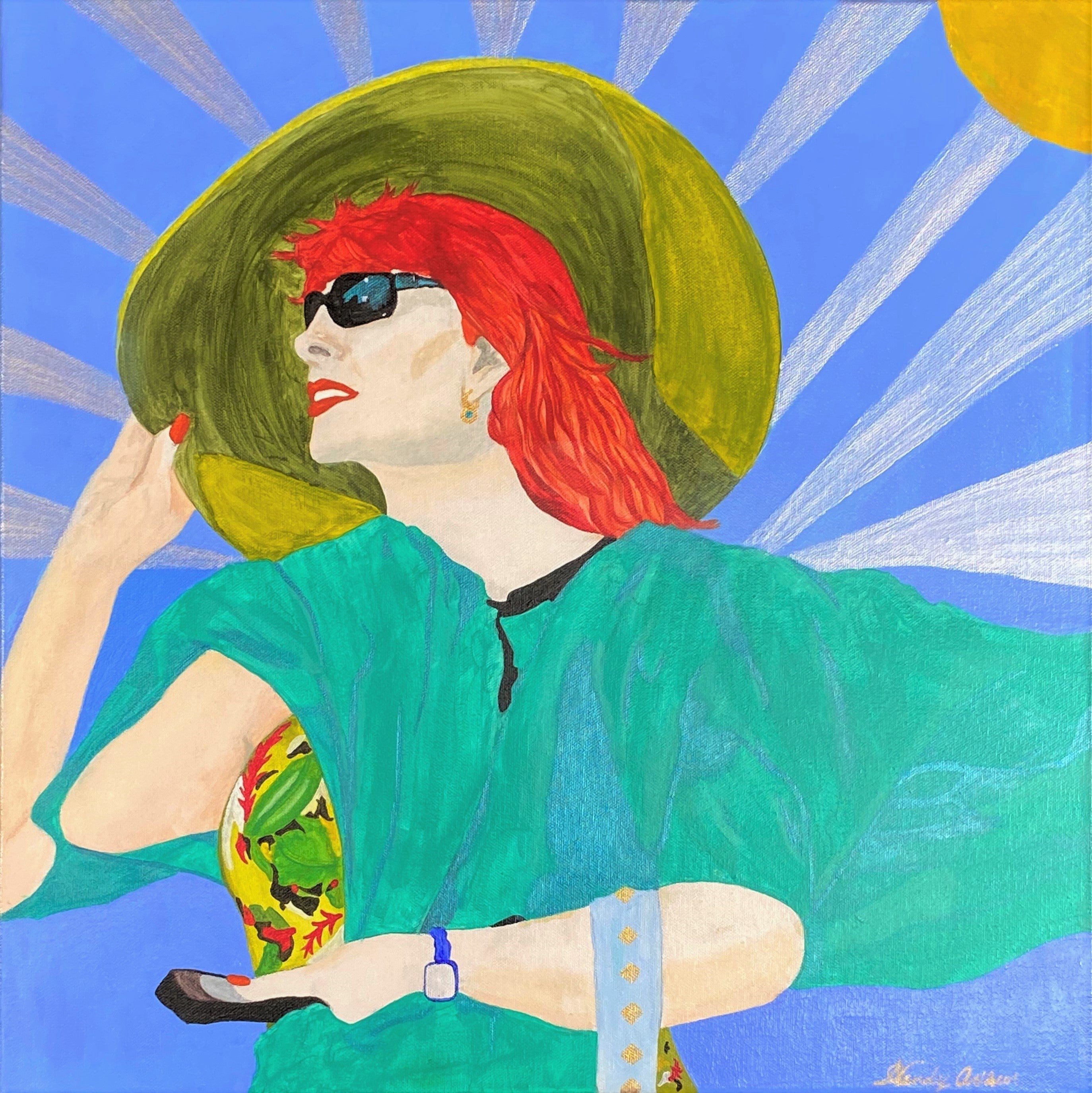 "REDHEAD IN THE BREEZE' - 8x8 PRINT