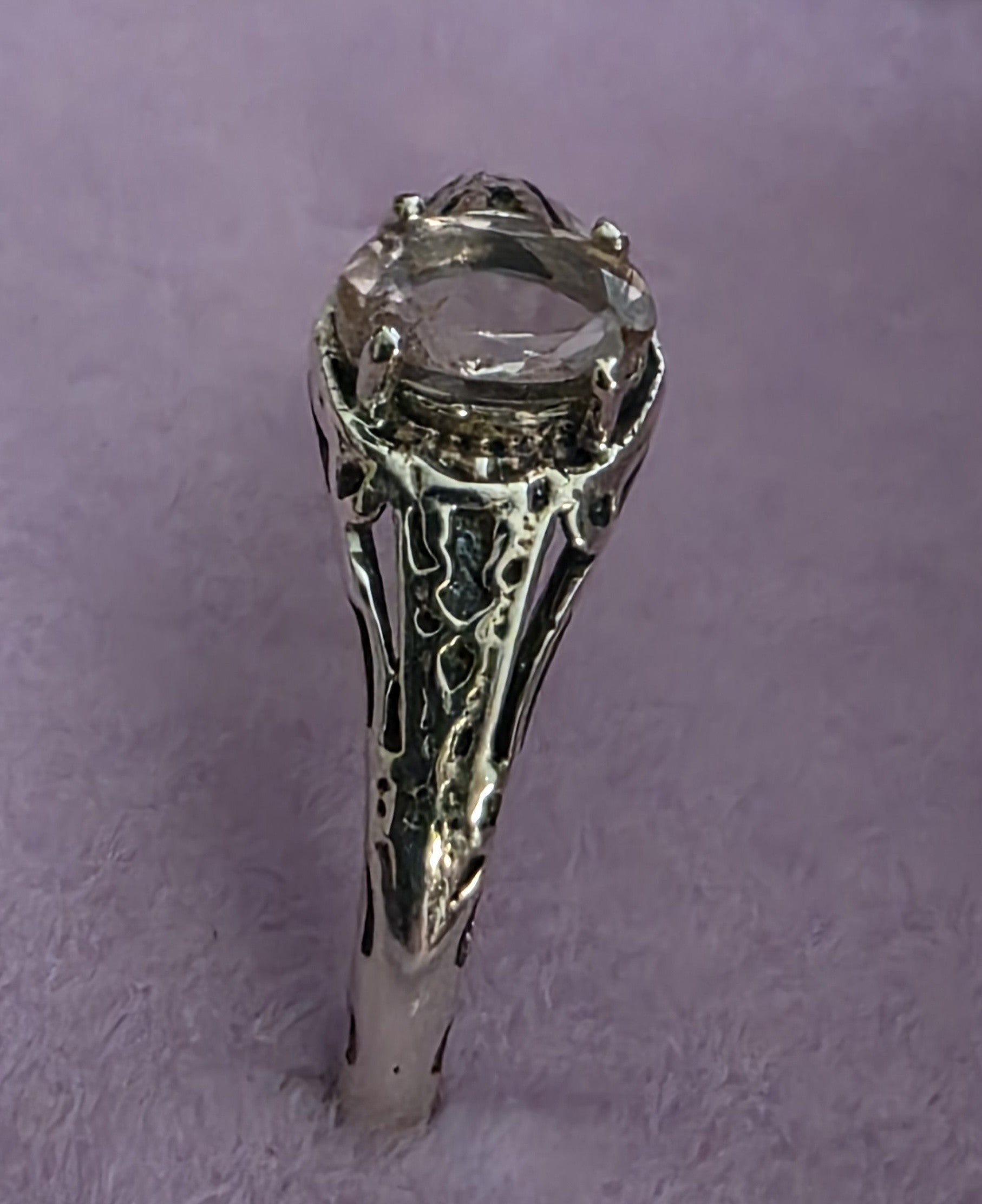 Estate Piece: Art Deco Style Pink Sapphire Ring in Sterling Silver