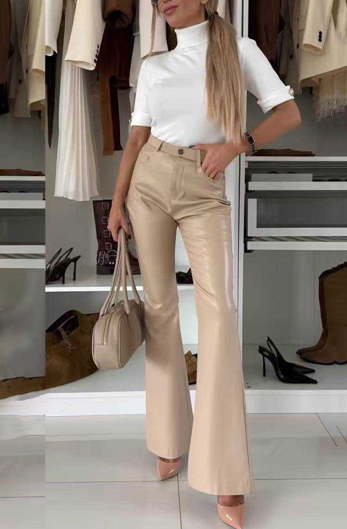 ✨ Nerisse Vegan Leather Flare High-Waist Trousers ✨