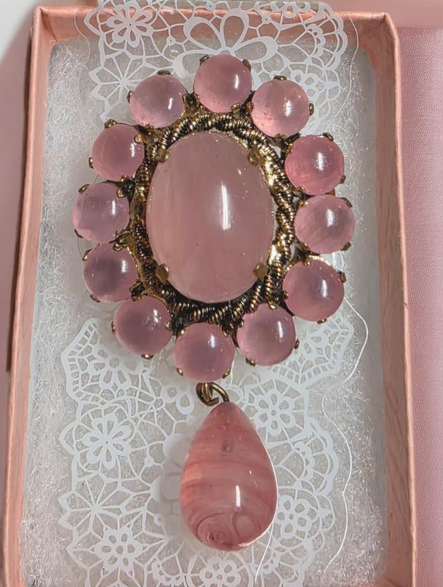 Rose Quartz Vintage Brooch