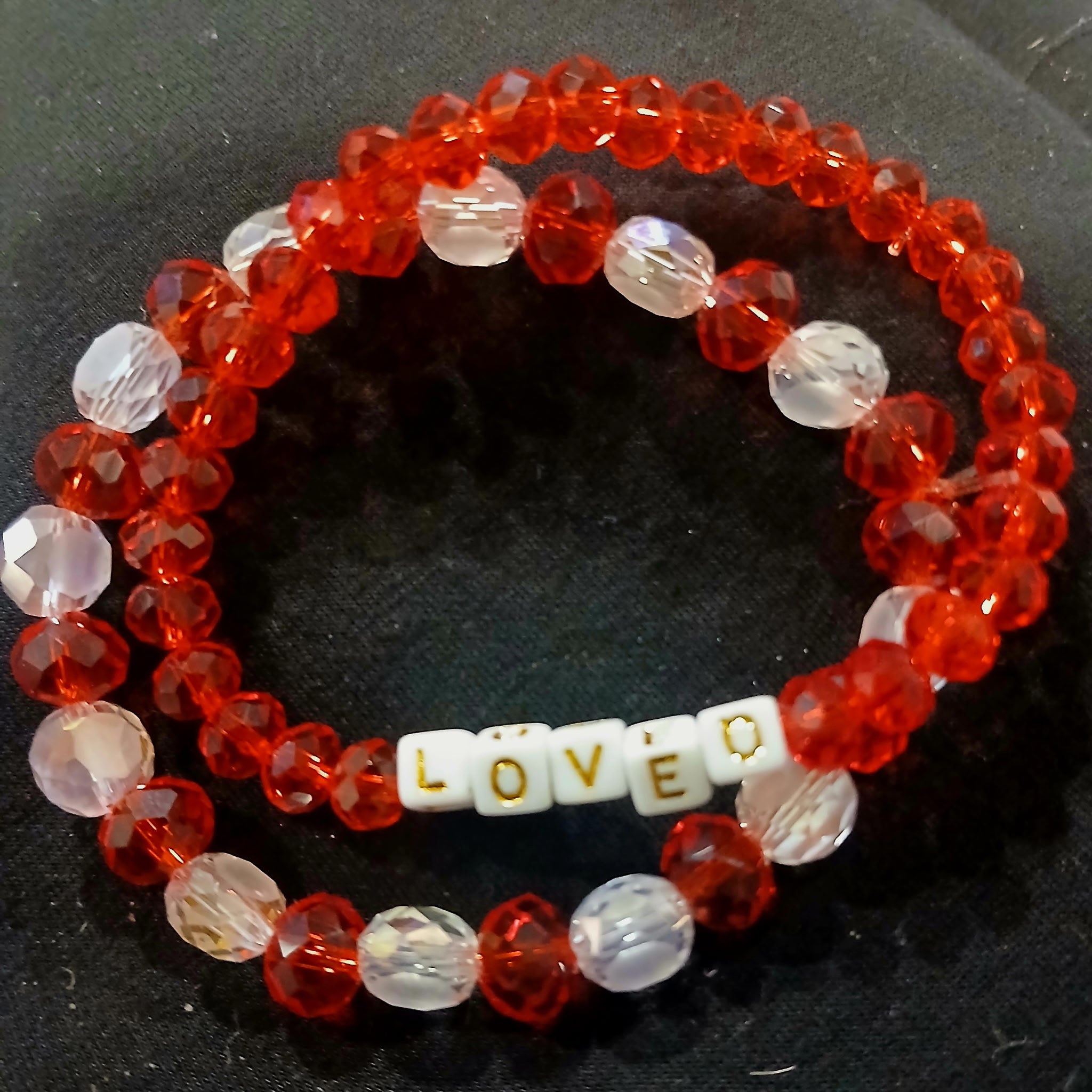 House of Joy Red Beaded LOVED Bracelet Set