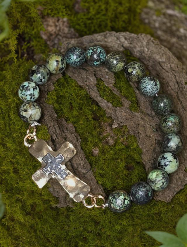 House of Joy Bracelets - Cross Bracelet in Green