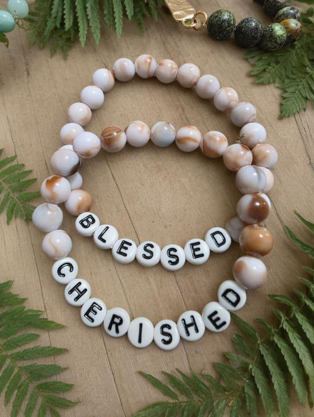 House of Joy Bracelets - "Blessed" and "Cherished" 2-Bracelet Set