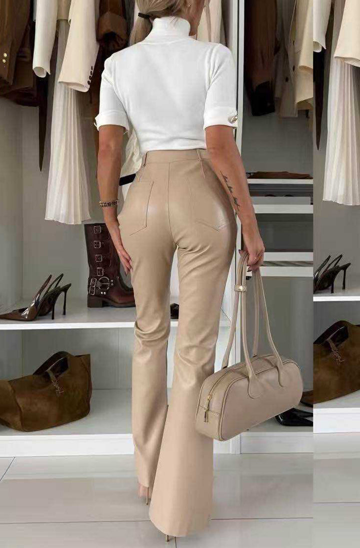 ✨ Nerisse Vegan Leather Flare High-Waist Trousers ✨